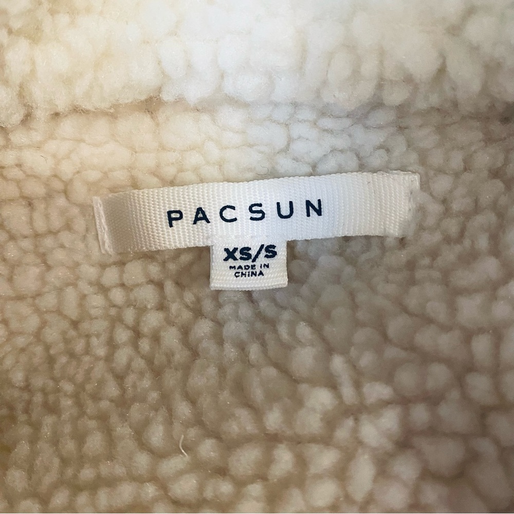 PacSun Pink Corduroy Sherpa Lined Trucker Jacket Faux Fur Oversized XS S - Picture 7 of 8